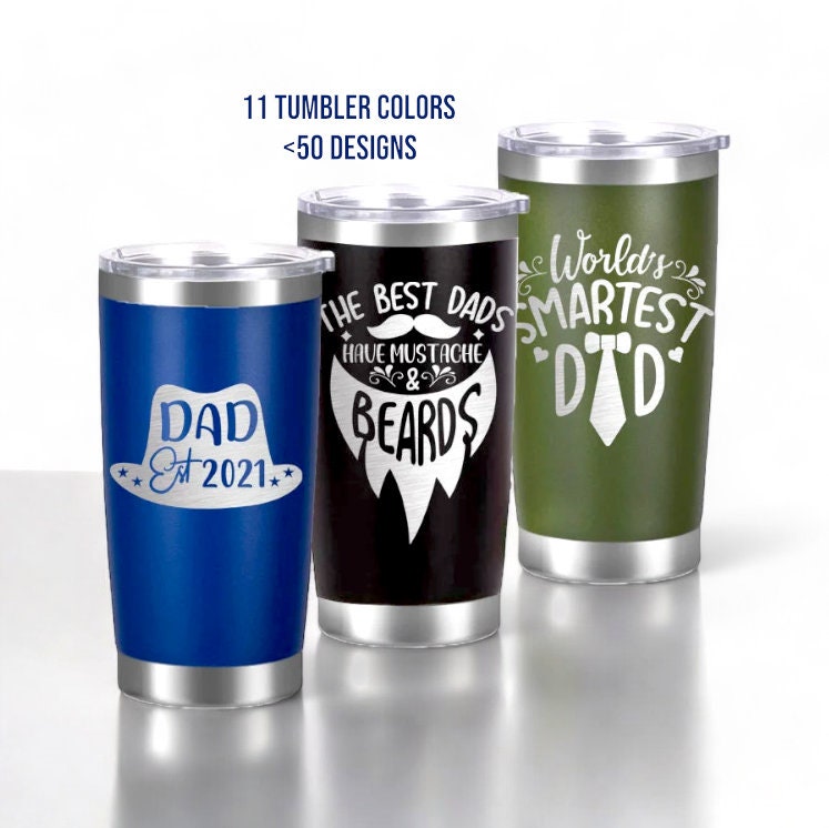 Personalized Dad Tumbler Laser Engraved Gift with Lid