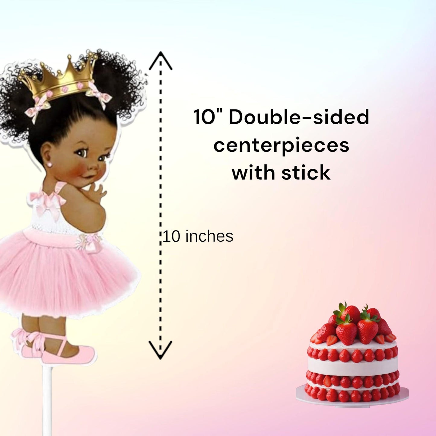 Pink Princess Centerpieces African American Baby Shower Birthday Balloon Banner Crown Headband Decoration