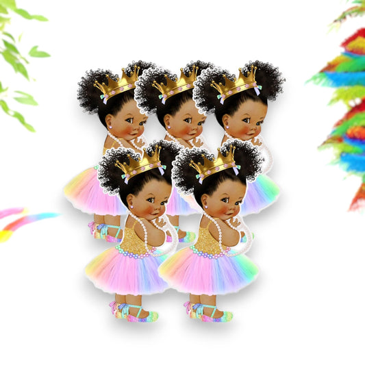 Rainbow Princess Cutouts centerpieces for cake decoration, diaper cake toppers