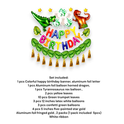 Dinosaur Happy Birthday Balloon Banner Decor Dragon Kit