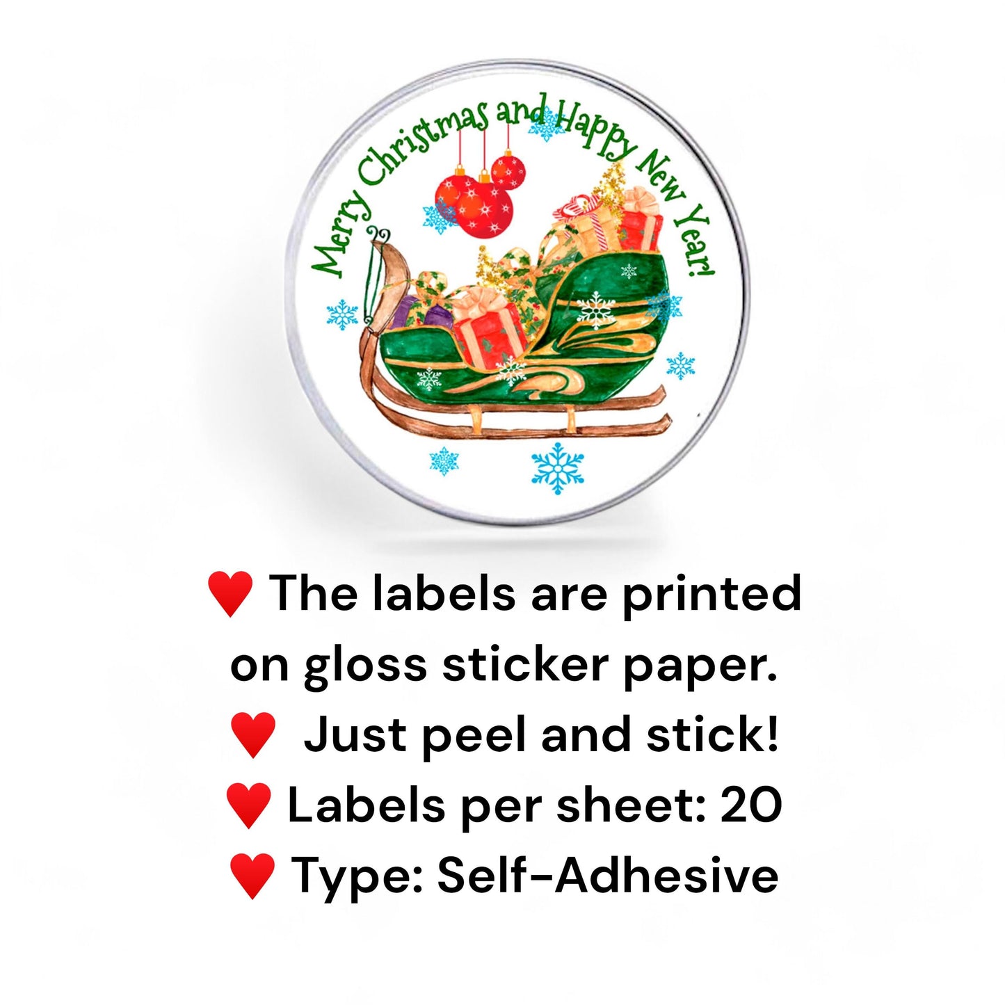 Personalized Christmas Stickers and New Year Labels, Present Christmas Shipping Labels, Candle Decoration, Party Favor Stickers