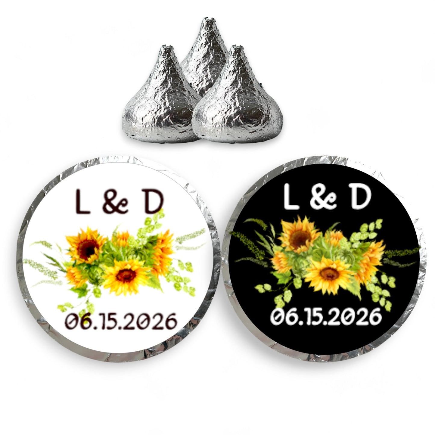 Personalized Sunflower Kisses Stickers for Hershey® Kiss Candies Wedding Bridal Shower Floral Party Favor Labels