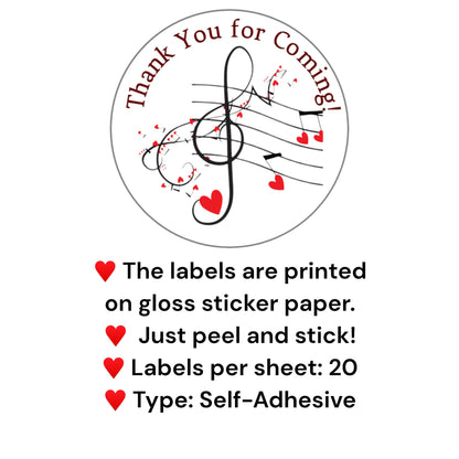 Music Birthday Wedding Favor Labels, Music Baby Shower Gift Stickers