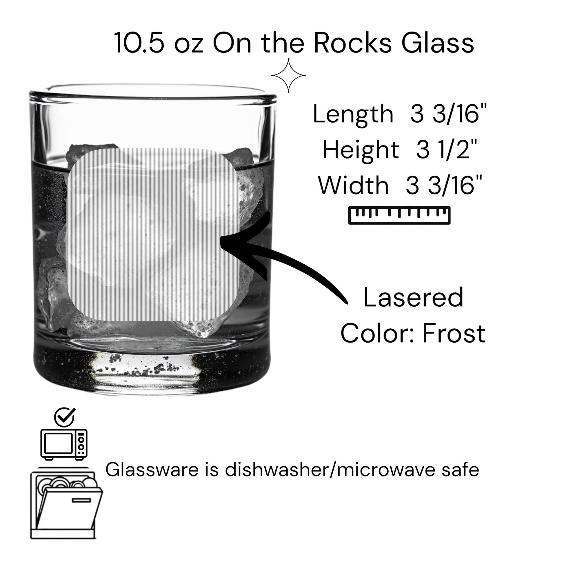 10.5 oz Whiskey Clear Glass Personalized Custom Initials Laser Engraved