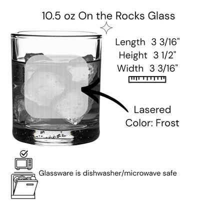 10.5 oz Whiskey Clear Glass Personalized Custom Initials Laser Engraved