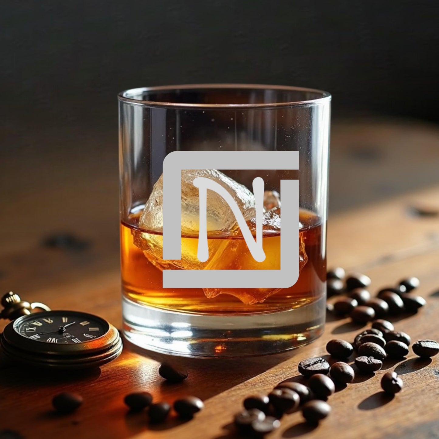 10.5 oz Whiskey Clear Glass Personalized Custom Initials Laser Engraved