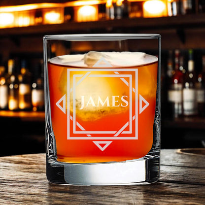 10.5 oz Custom Name Personalized Whiskey Glass - Engraved Bourbon Scotch Glass – Gift Him, Groomsmen, Father’s Day, Birthday, Anniversary