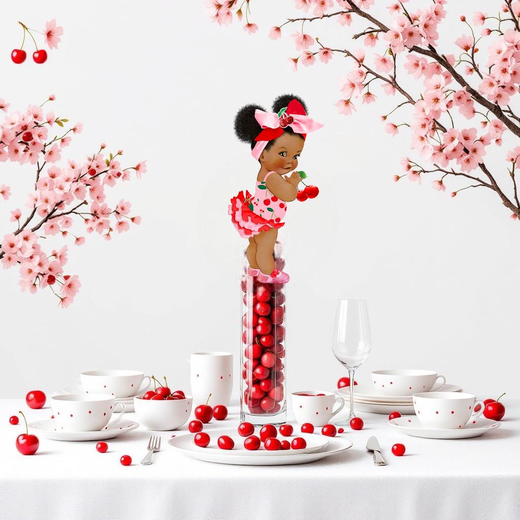 Cherry Blossom Baby Girl Centerpieces Pink & Red Party Decor