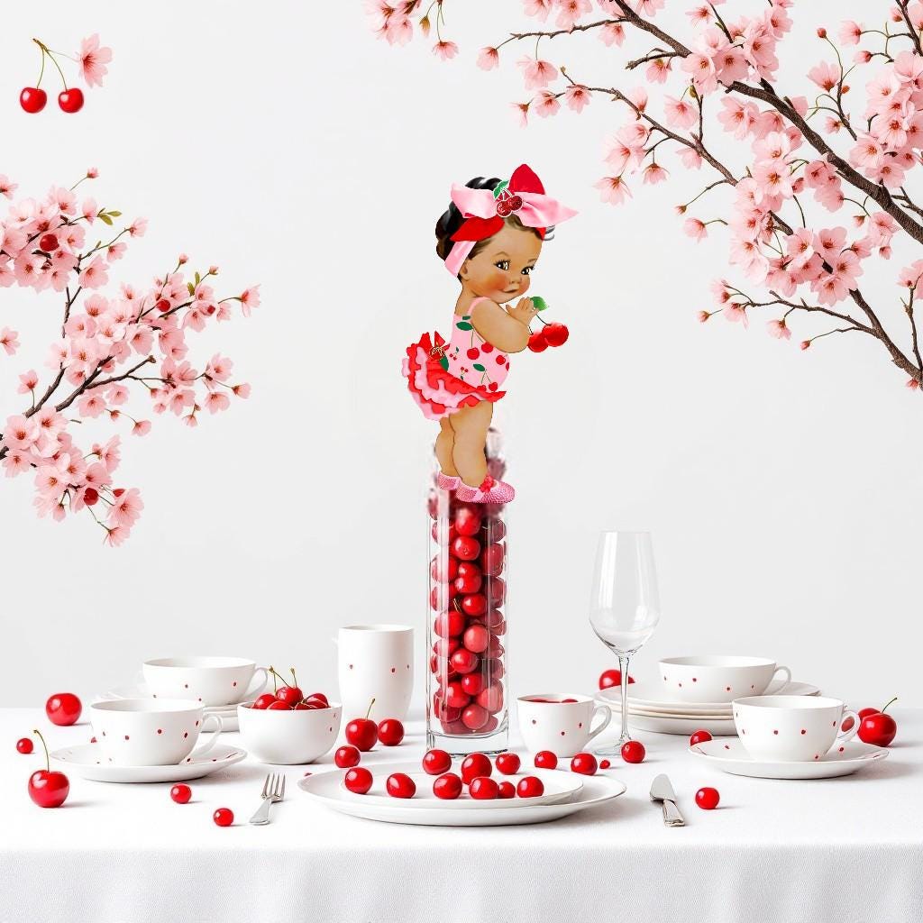 Cherry Blossom Baby Girl Centerpieces Pink & Red Party Decor