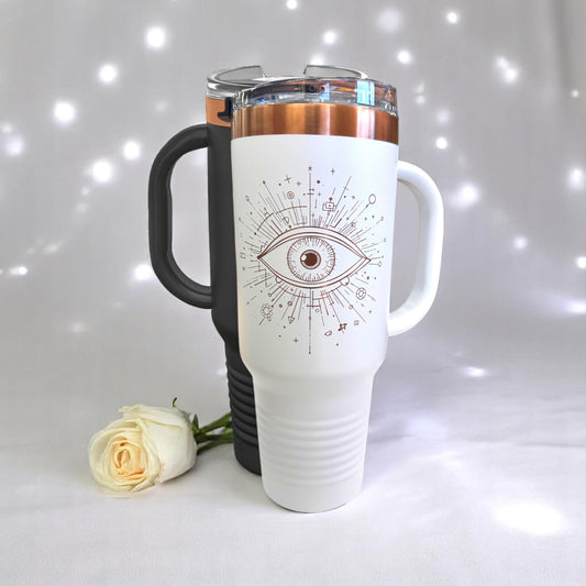 Ophthalmologist 40 oz Tumbler Handle, Personalized Rose Gold Laser Engraved Cup, Corporate Gift Eye Clinic, Optometry Office Medical Staff
