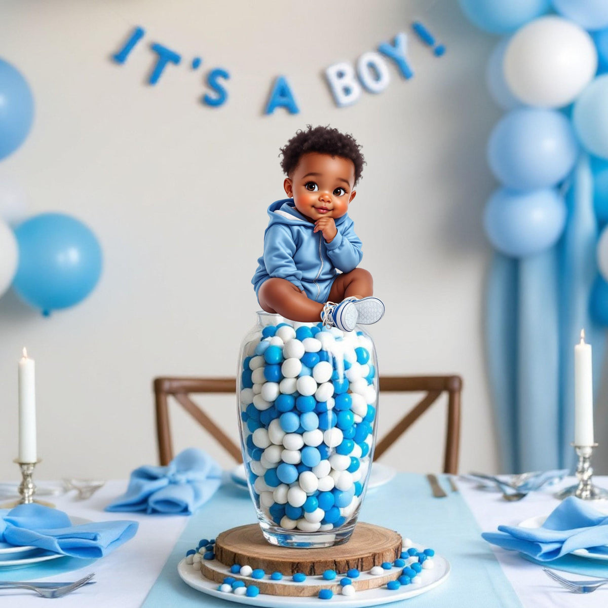 Baby shower cardstock baby boy decoration for DIY centerpieces and table accents