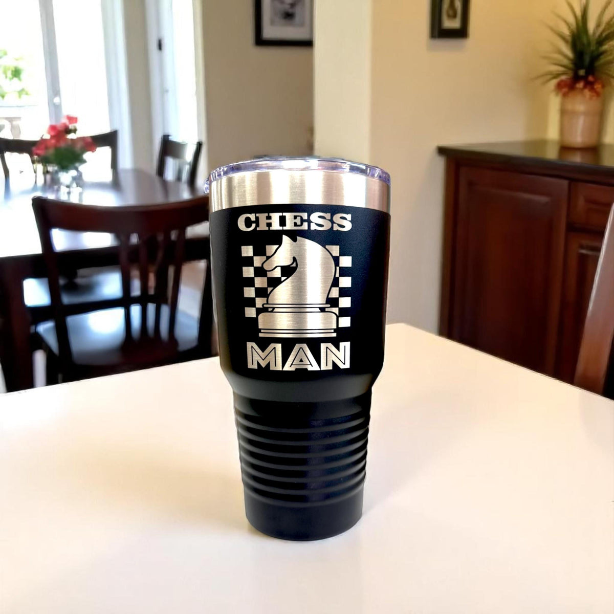 30 oz Laser Engraved Chess Lovers Tumbler with Slider Lid