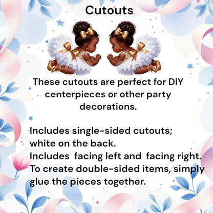 Sleeping African American Baby Girl Cutouts: Baby Shower 1st Birthday Decor
