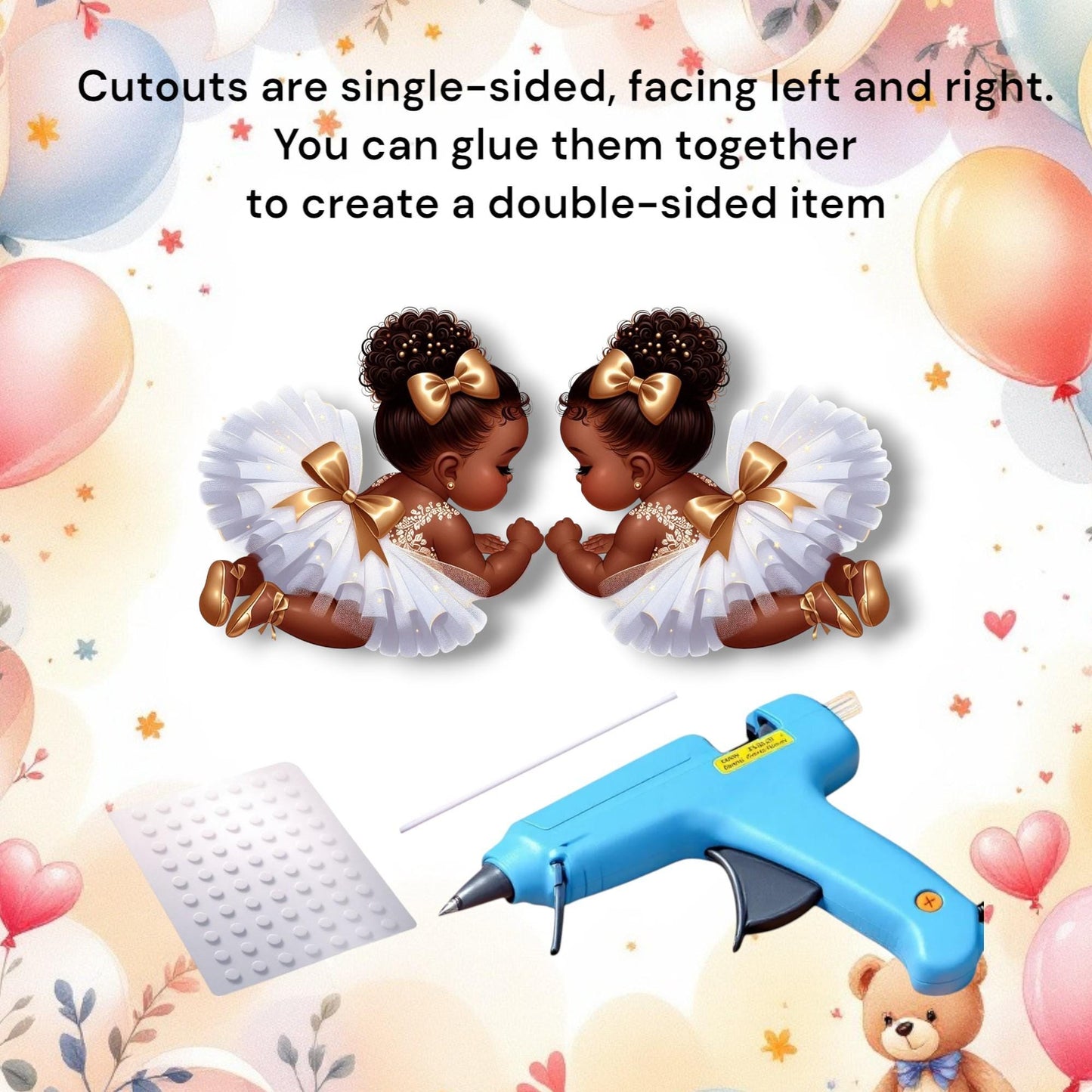 Sleeping African American Baby Girl Cutouts: Baby Shower 1st Birthday Decor