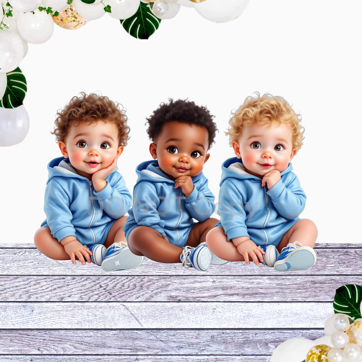 Blue hoodie baby boy cardstock centerpiece and cutout designs for baby shower and first birthday decorations