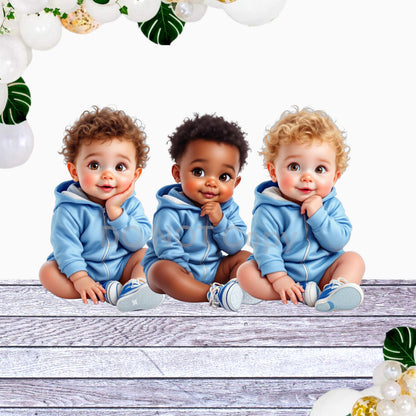 Blue hoodie baby boy cardstock centerpiece and cutout designs for baby shower and first birthday decorations