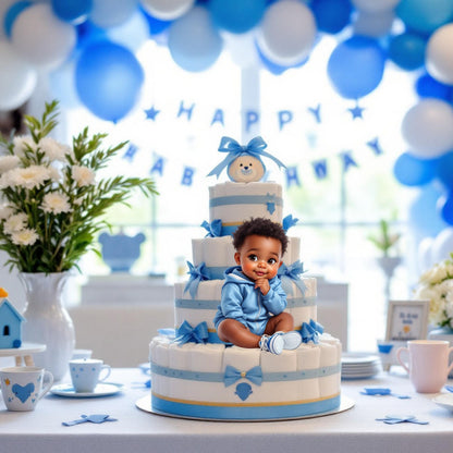 Baby boy blue hoodie cutout decoration for diaper cakes and first birthday parties