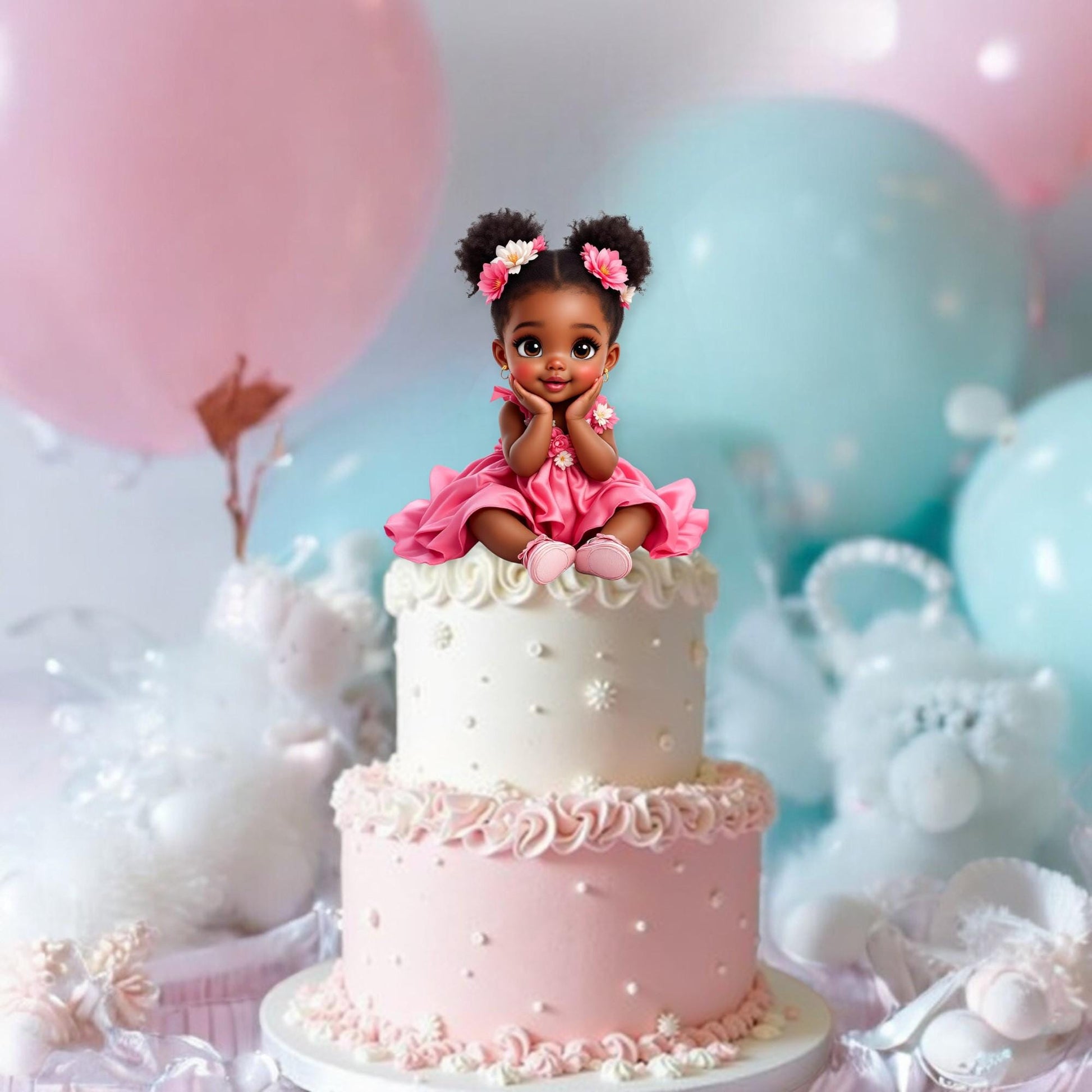 Baby in Bloom Centerpiece Cutouts Pink Lavender, Floral Baby Shower Birthday Decor