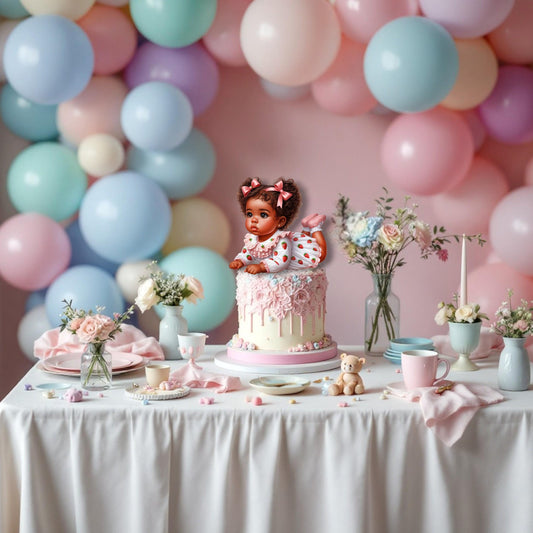 Strawberry Baby Girl Cutouts: African American, Sweet Fruit Theme Party Decorations