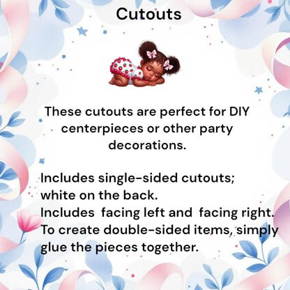 Strawberry Baby Girl Cutouts: African American, Sweet Fruit Theme Party Decorations