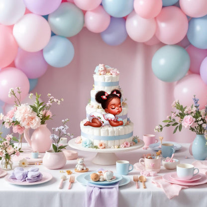 Strawberry Baby Girl Cutouts: African American, Sweet Fruit Theme Party Decorations