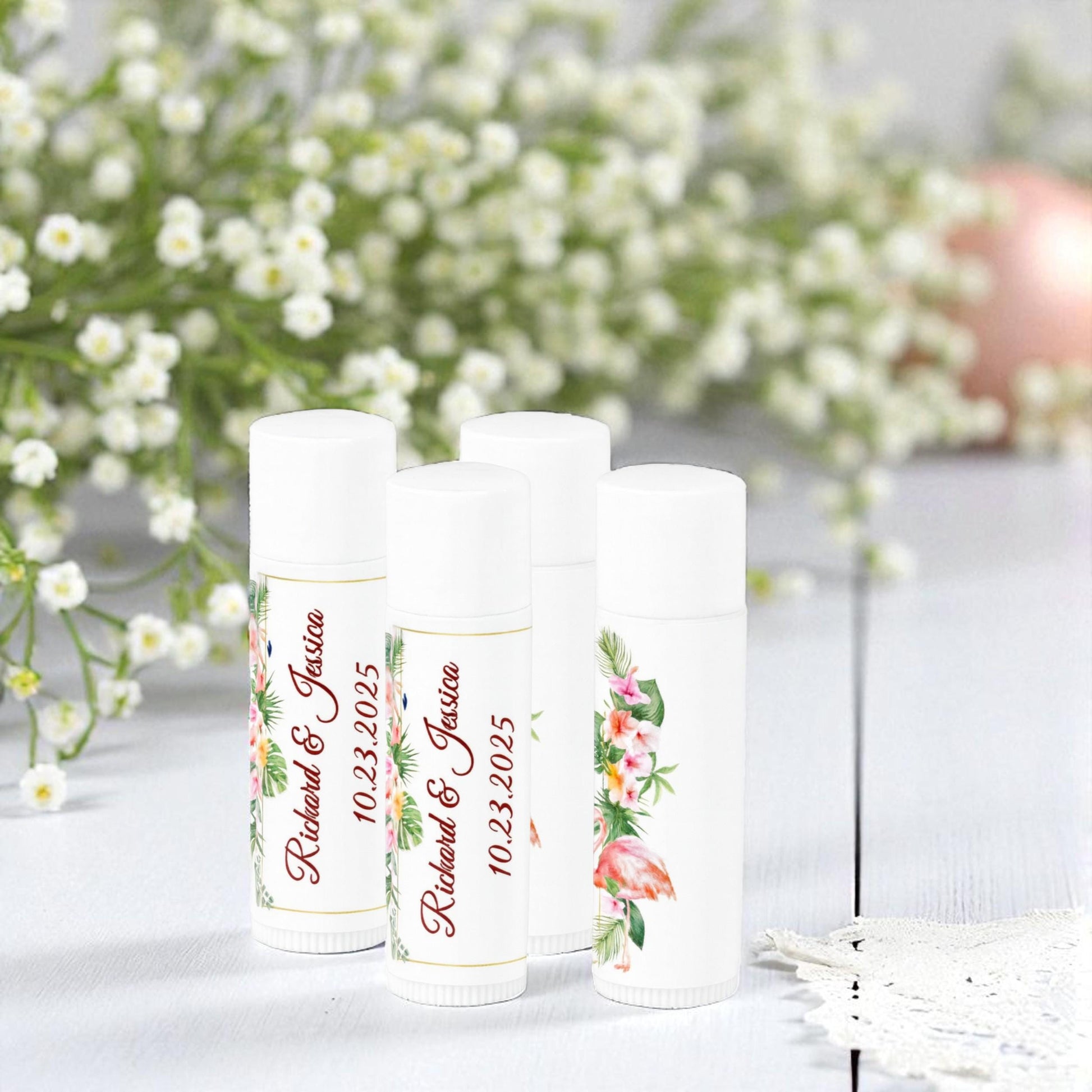 Flamingo Lip Balm Labels Hawaiian Wedding Birthday Baby Shower Party Stickers