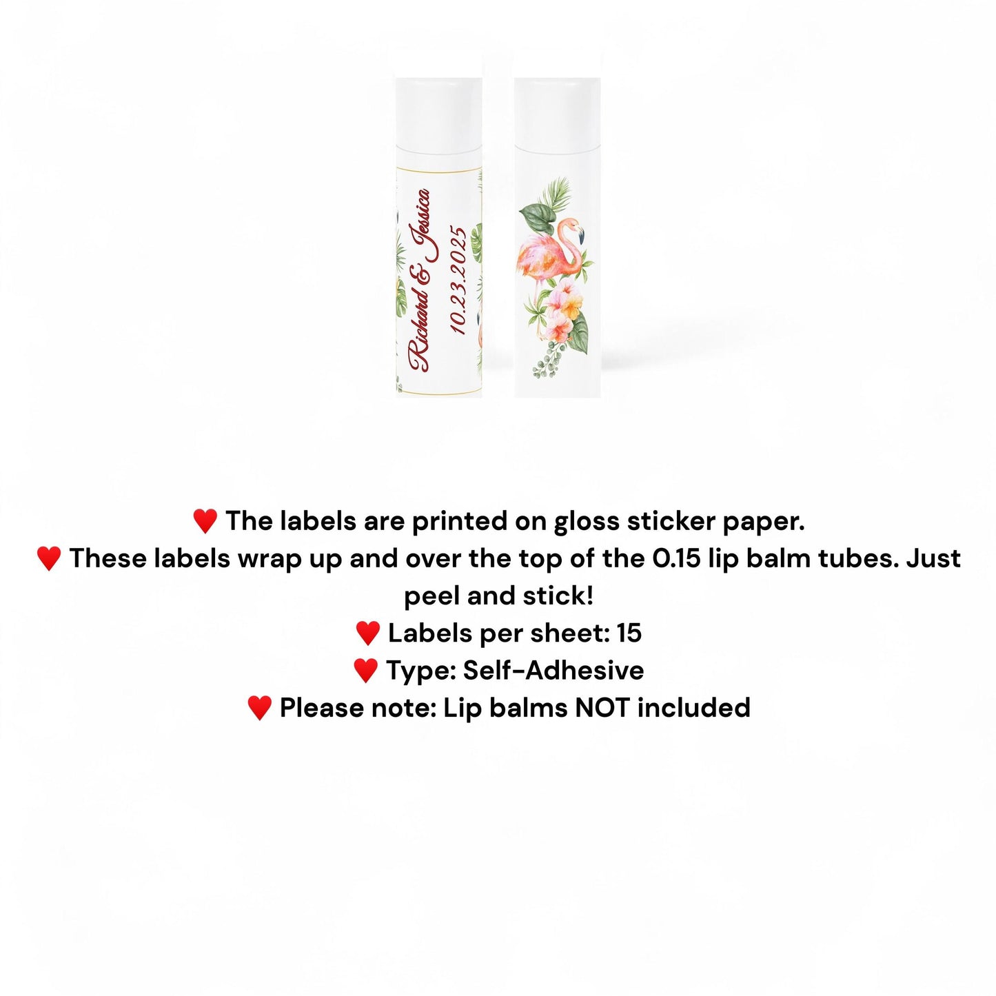 Flamingo Lip Balm Labels Hawaiian Wedding Birthday Baby Shower Party Stickers