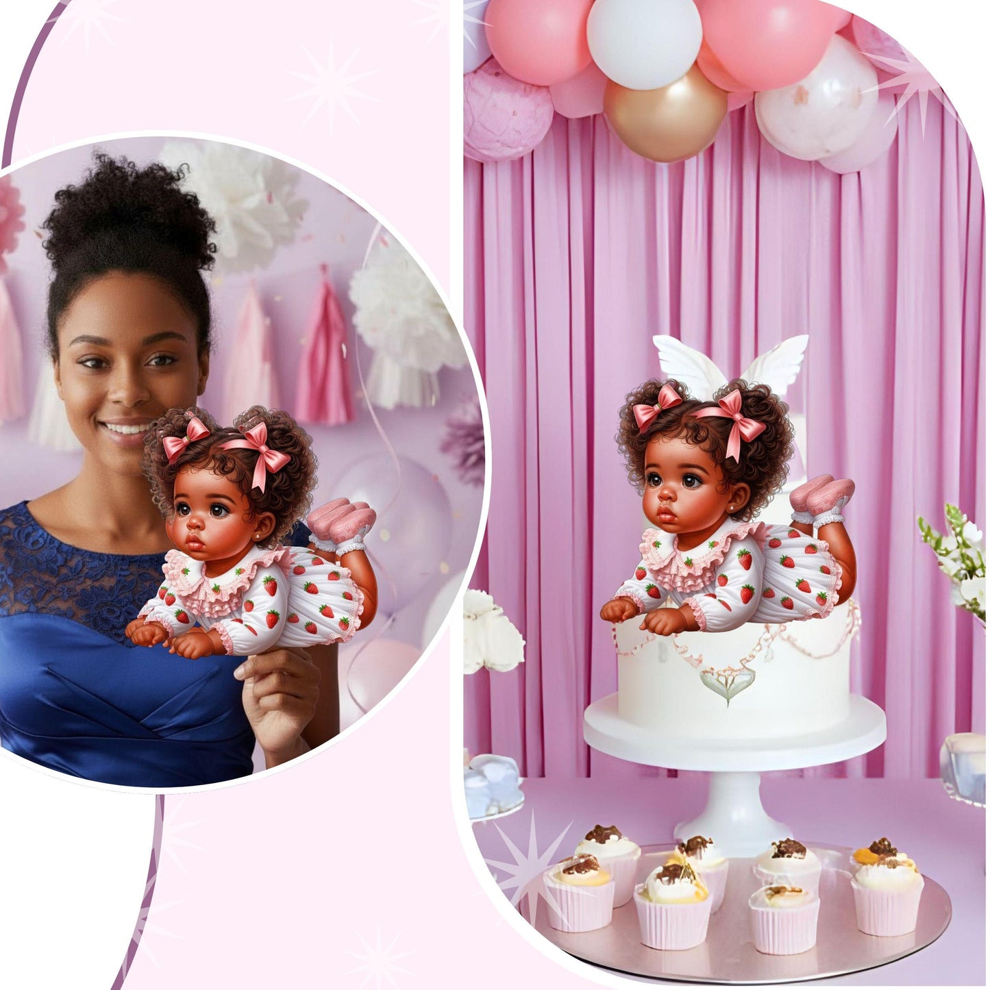 Strawberry Baby Girl Cutouts Berry 1st Birthday Party Centerpieces