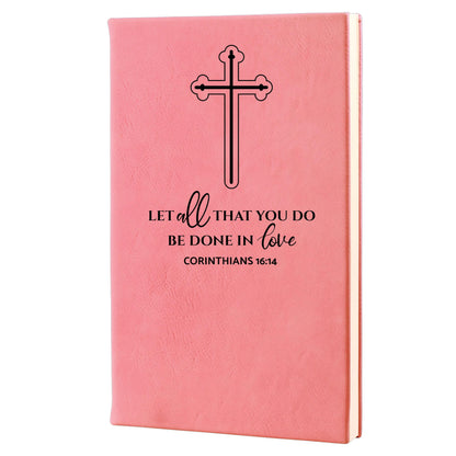 Pink engraved Christian journal, Let all that you do be done in love