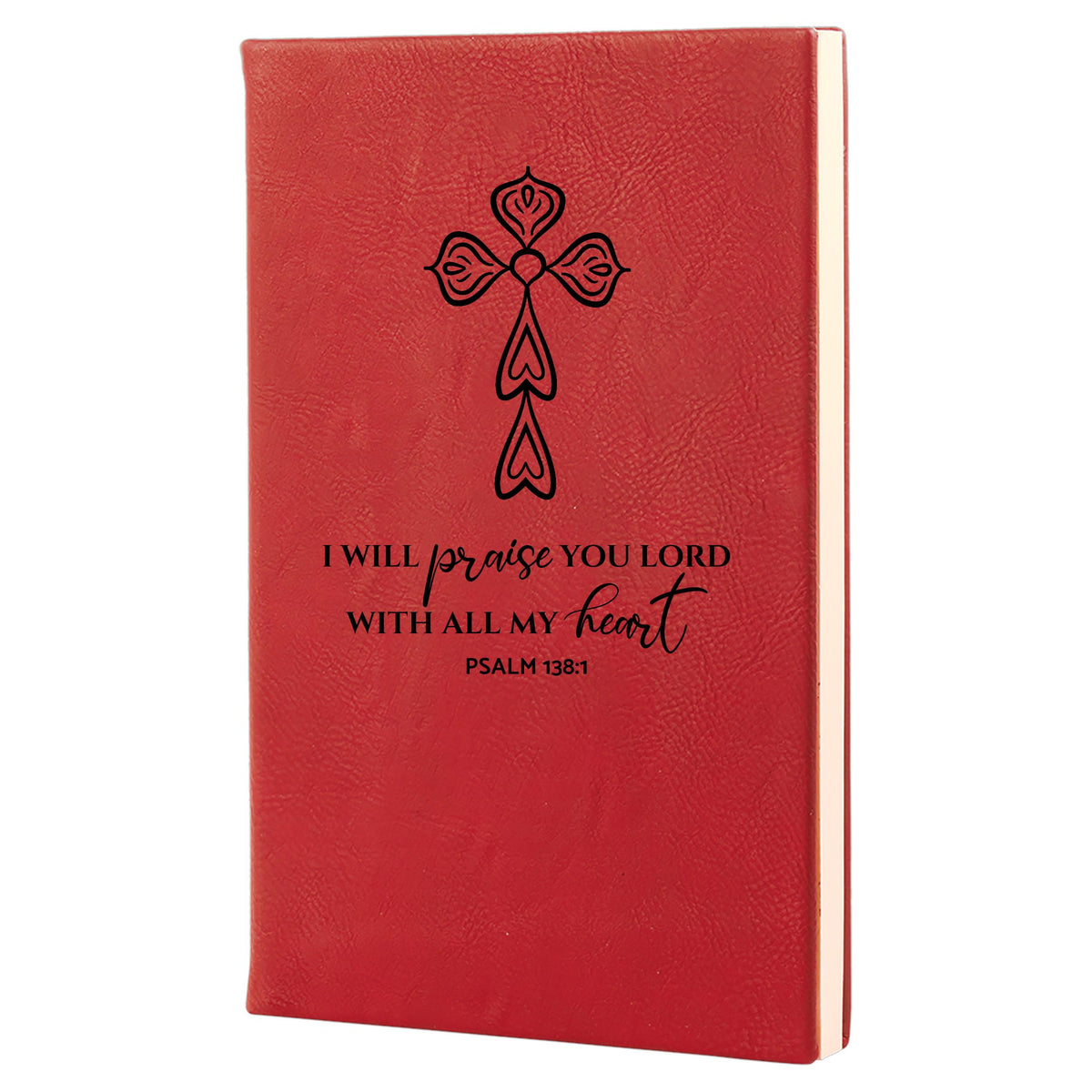 Red engraved Christian journal, I will praise you Lord with all my heart