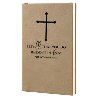 Dark Brown engraved Christian journal, Let all that you do be done in love