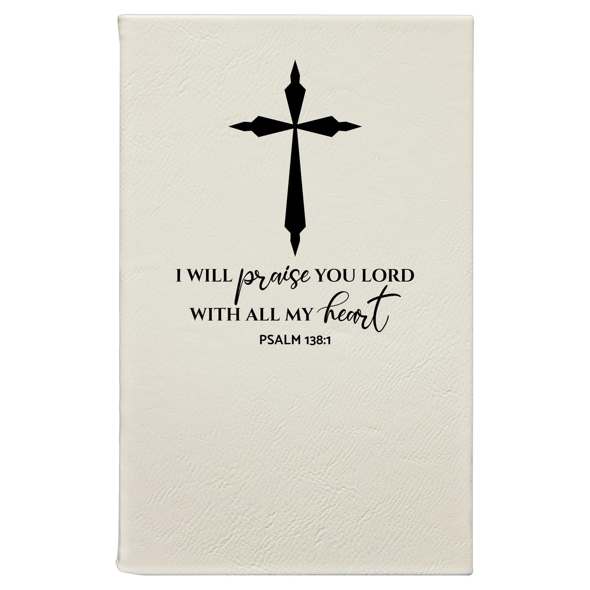 White engraved Christian journal, Psalm 9:1 verse