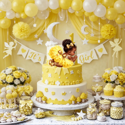 Sleeping African American Baby Girl Cutouts: Baby Shower 1st Birthday Decor