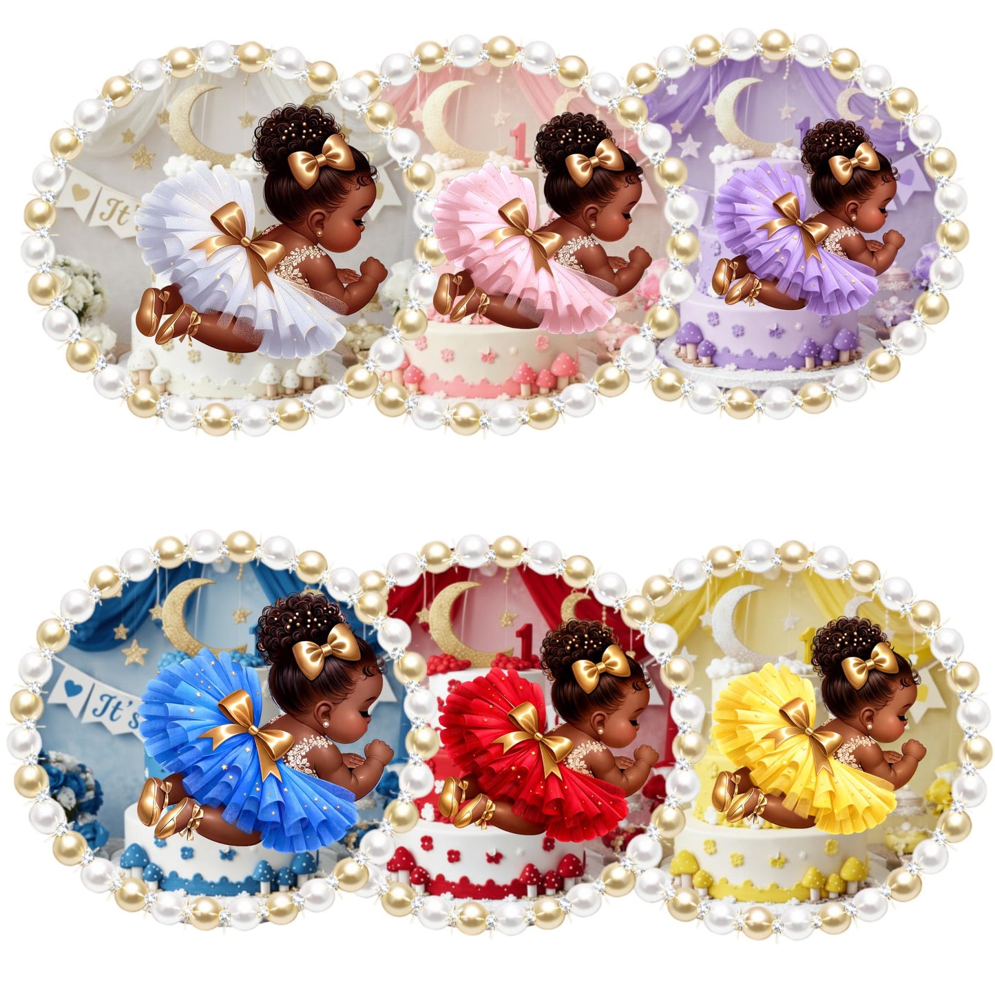 Sleeping African American Baby Girl Cutouts: Baby Shower 1st Birthday Decor