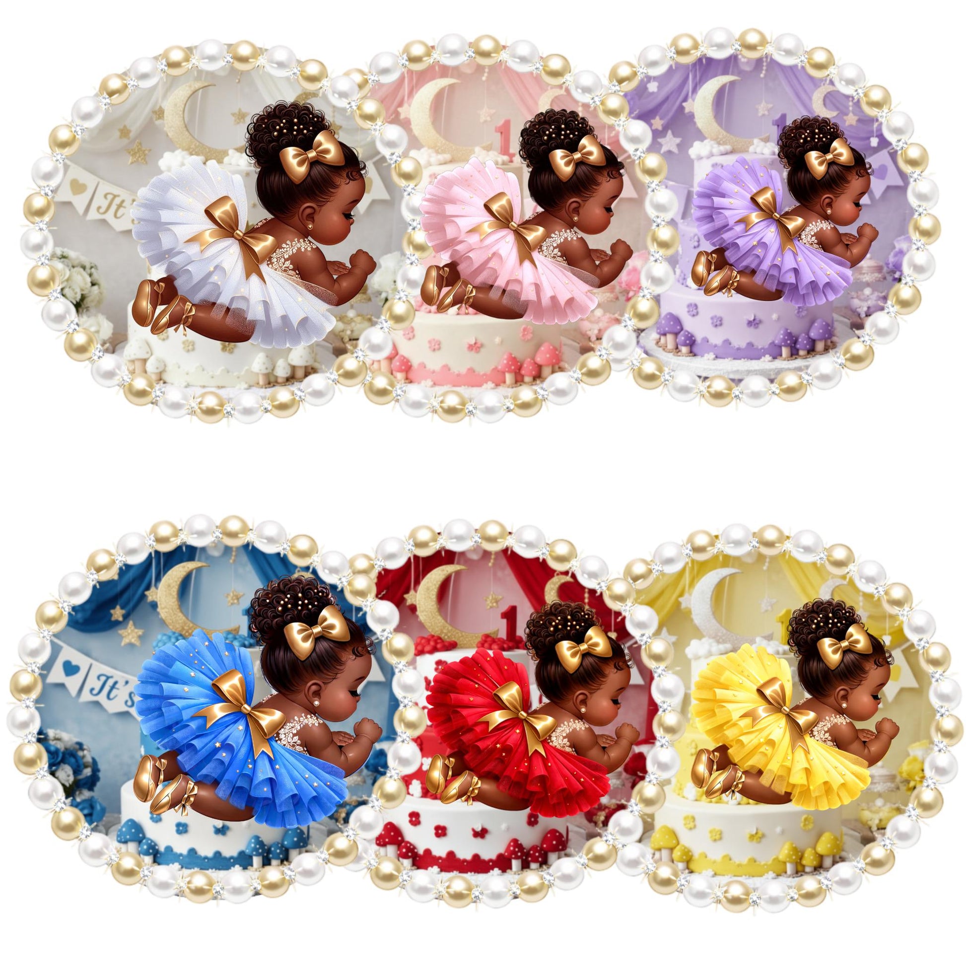 Sleeping African American Baby Girl Cutouts: Baby Shower 1st Birthday Decor