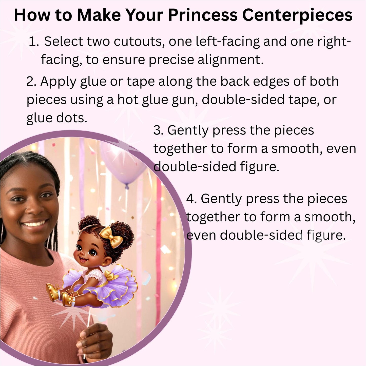 Ballerina Centerpieces Cutouts African American Baby Girl: Baby Shower 1st Birthday Decoration