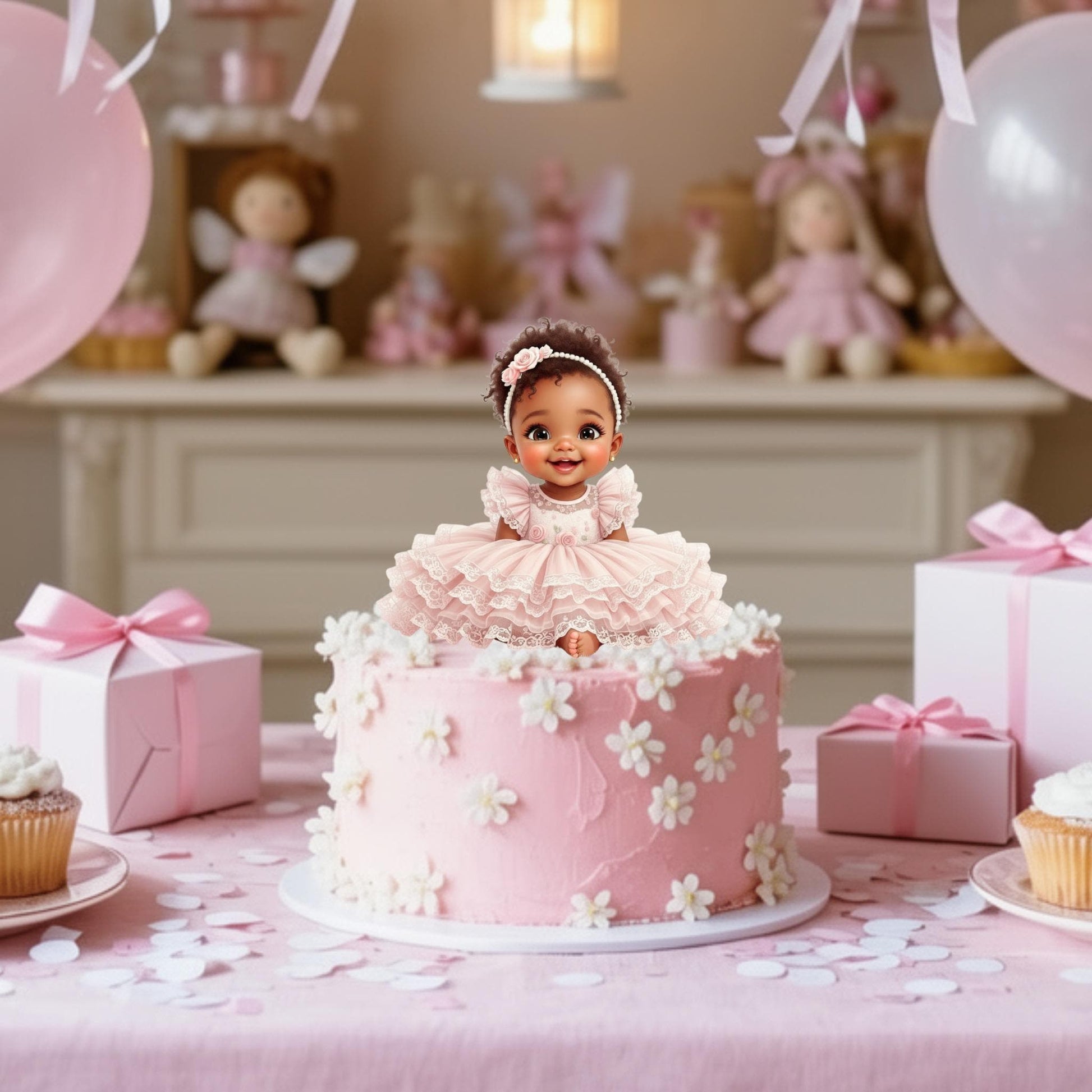 Pink Centerpieces Cutouts African American Baby Girl: Blush Tutu Dress Baby Shower 1st Birthday Table Decorations