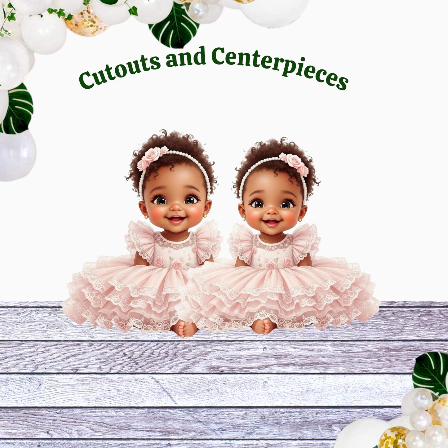 Pink Centerpieces Cutouts African American Baby Girl: Blush Tutu Dress Baby Shower 1st Birthday Table Decorations