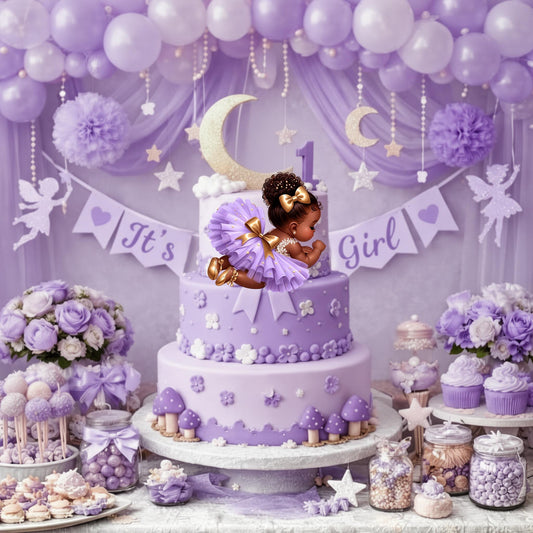 Sleeping African American Baby Girl Cutouts: Baby Shower 1st Birthday Decor