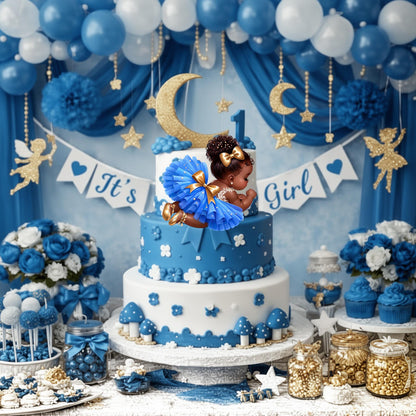 Sleeping African American Baby Girl Cutouts: Baby Shower 1st Birthday Decor