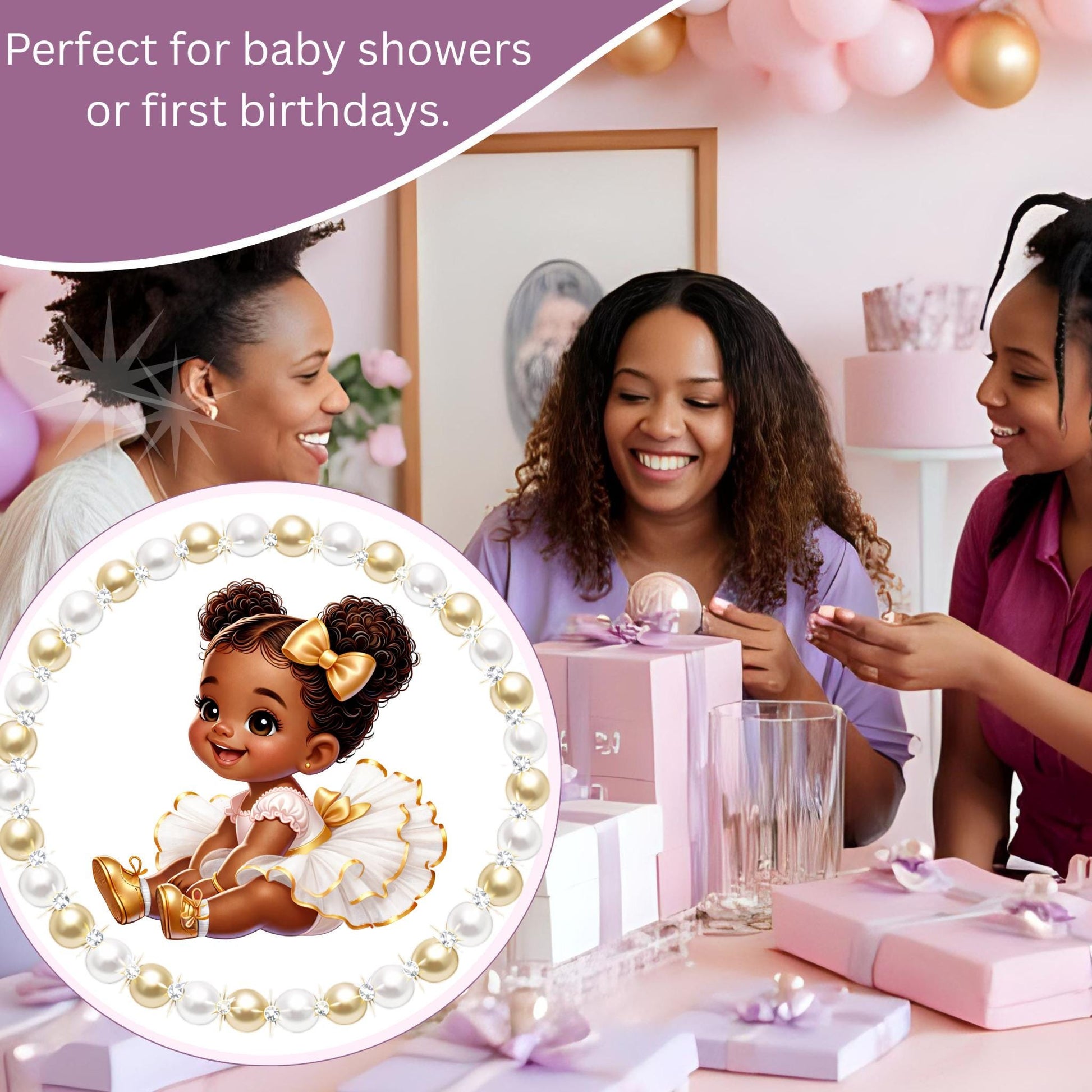 Ballerina Centerpieces Cutouts African American Baby Girl: Baby Shower 1st Birthday Decoration