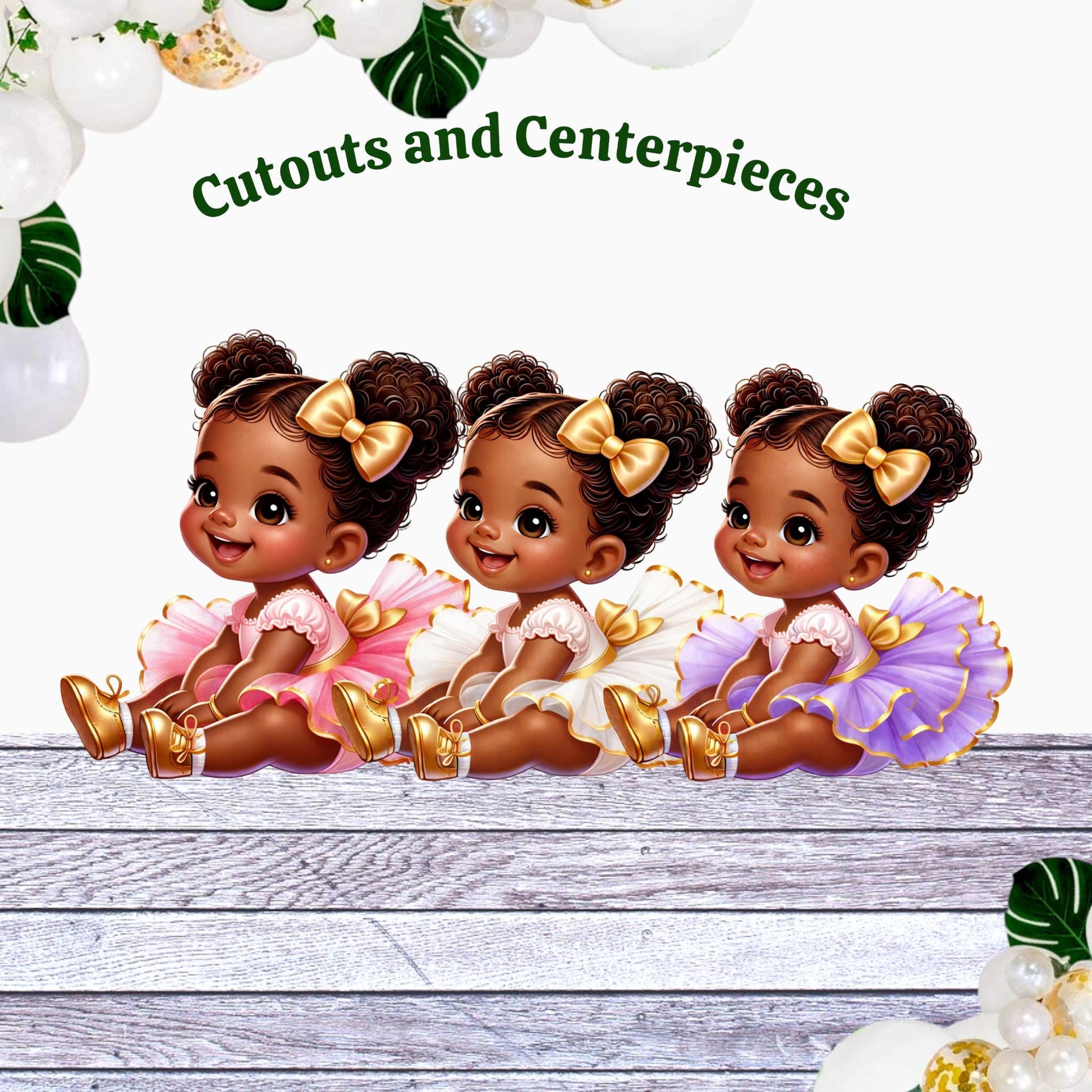 Ballerina Centerpieces Cutouts African American Baby Girl: Baby Shower 1st Birthday Decoration