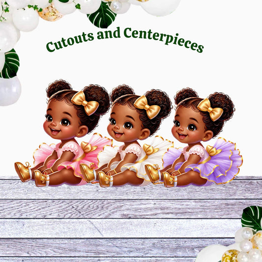 Ballerina Centerpieces Cutouts African American Baby Girl: Baby Shower 1st Birthday Decoration