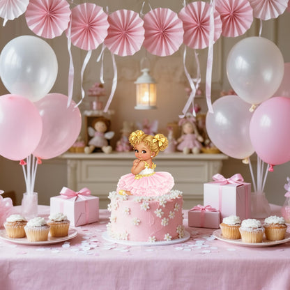 Pink Gold Ballerina Baby Girl Cutout Centerpiece, Tutu Baby Shower 1st Birthday Party Decor