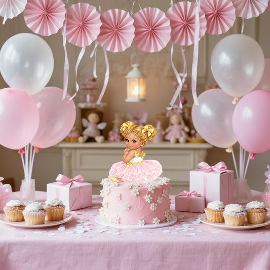 Pink Gold Ballerina Baby Girl Cutout Centerpiece, Tutu Baby Shower 1st Birthday Party Decor