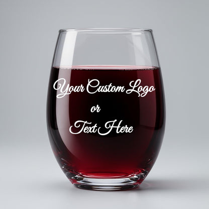 Custom Text Wine Glass Personalized Company Logo 9 oz, 15 oz and 21 oz