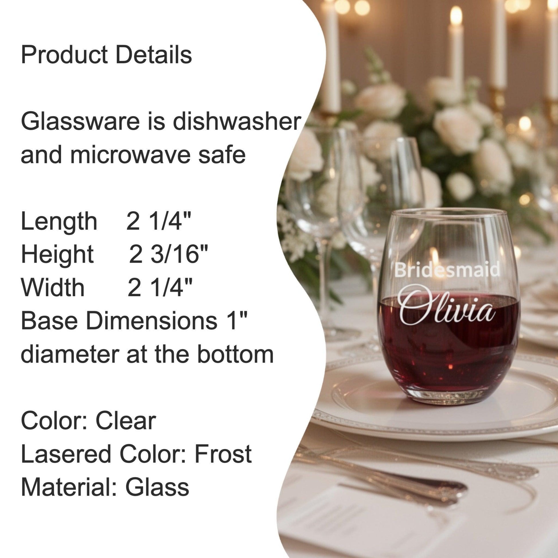 Custom Text Wine Glass Personalized Company Logo 9 oz, 15 oz and 21 oz