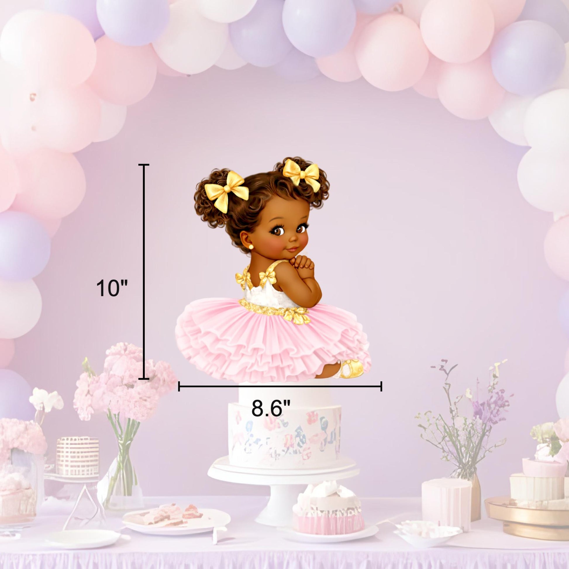 Pink Gold Ballerina Baby Girl Cutout Centerpiece, Tutu Baby Shower 1st Birthday Party Decor