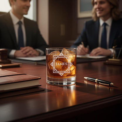 Custom Name Engraved Old Fashioned Bourbon Lowball Glass