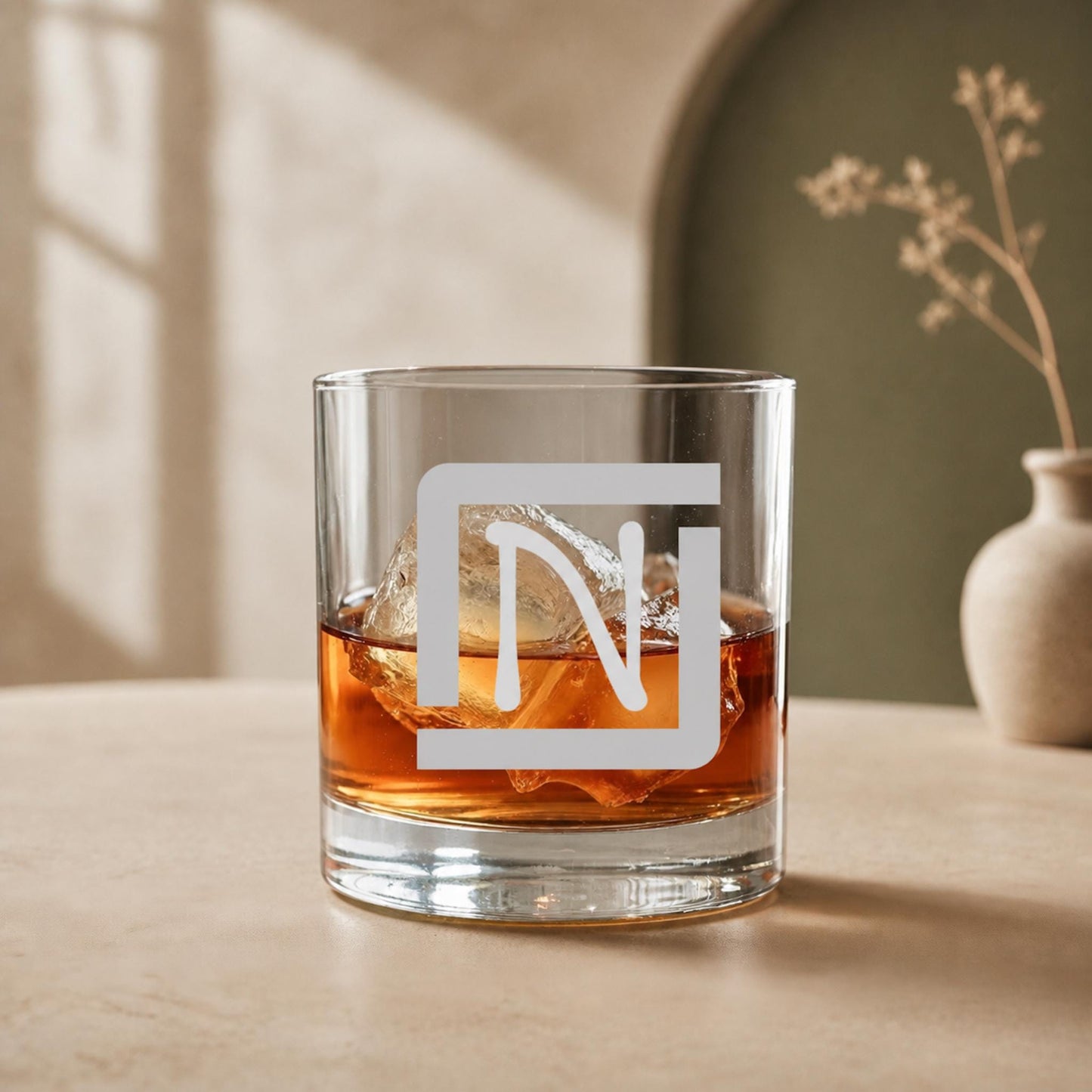 10.5 oz Whiskey Clear Glass Personalized Custom Initials Laser Engraved